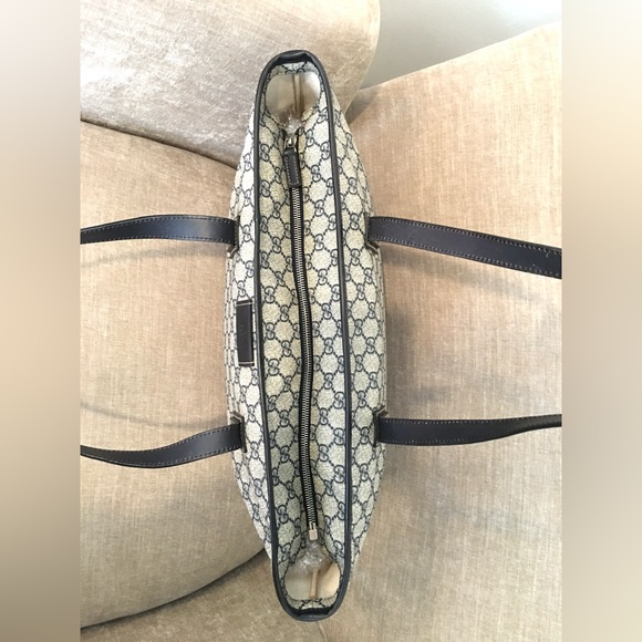 Gucci authentic grey navy coated canvas large tote bag - Picture 12 of 16